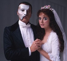Michael Crawford and Sarah Brightman in costume for their roles as the Phantom and Christine in Andrew Lloyd Webber's musical version of 'The Phantom of the Opera', London 1986. (Photo by Terry O'Neill/Getty Images)